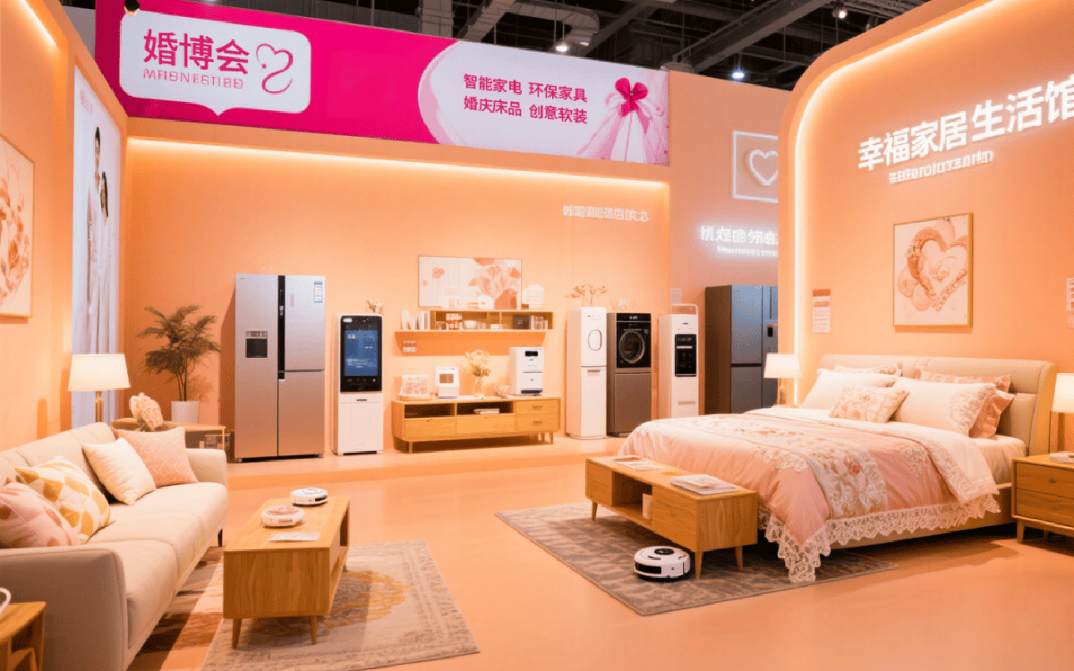 婚博会展览设计公司在婚礼设计中，运用灯光和材料来营造氛围
